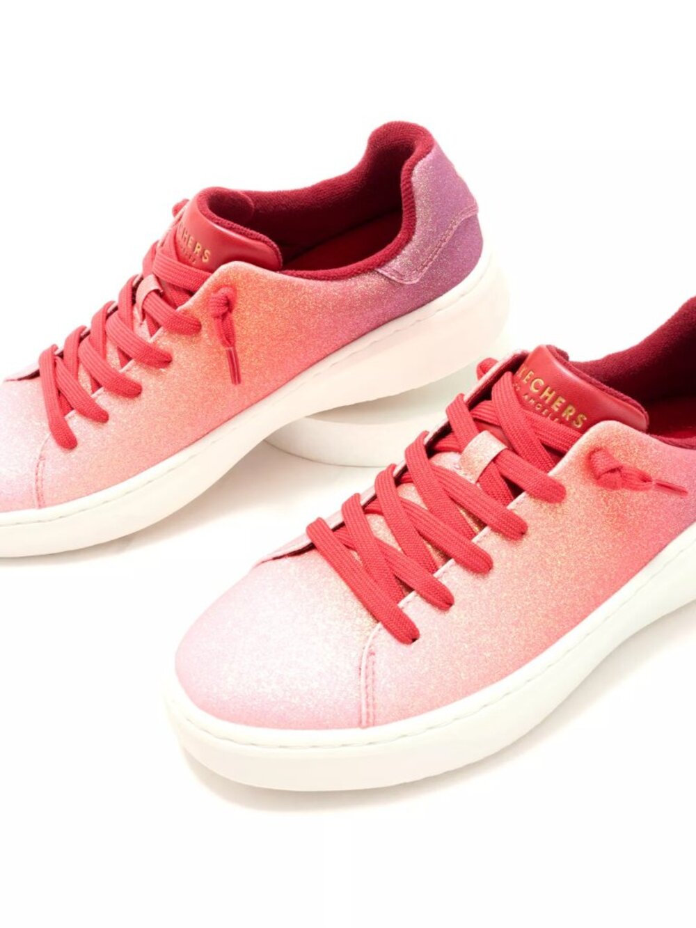 Skechers Street Red, purple pink glitter sneakers 8.5 - Picture 2 of 2